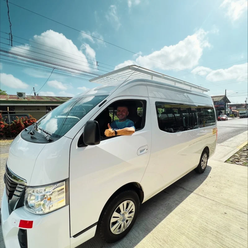 WAVE shuttle van and driver ready for transport in Guanacaste Costa Rica