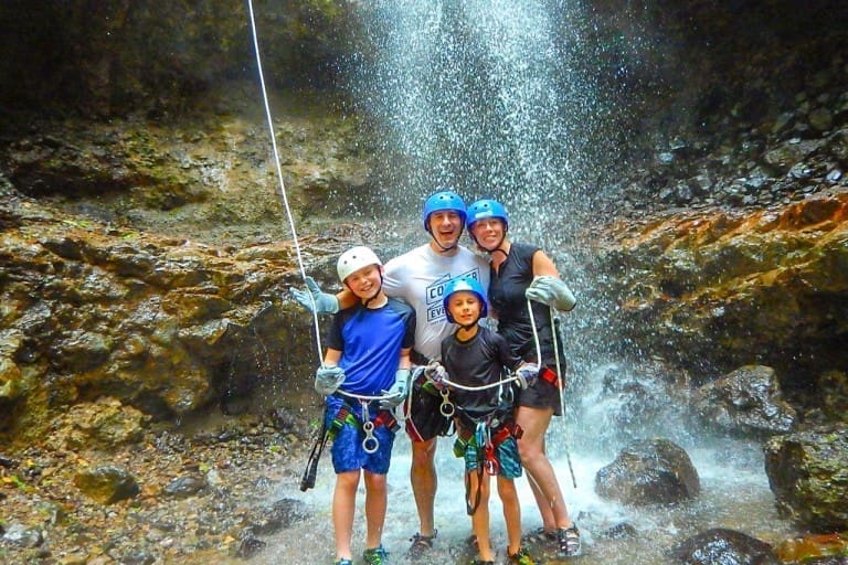 Pure Trek Canyoning Monkey Drop Rock Climb.